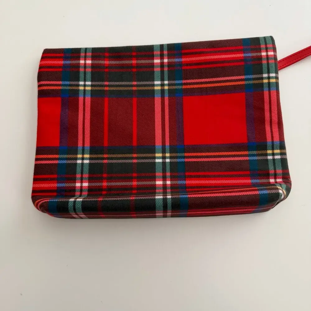Ulta red plaid zip pouch makeup bag